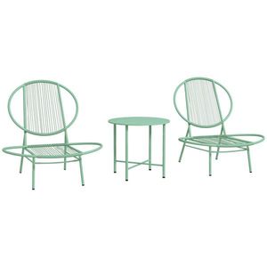 Outsunny Set bistro 3 piese din polyratan rezistent la intemperii, set mobilier de grădină cu masă bistro, scaune de grădină în formă de scoică, Verde | Aosom Romania imagine