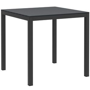 Outsunny Masă de grădină din aluminiu 73x73 cm, rezistentă la intemperii, masă bufet cu aspect de lemn, masă de camping pentru 4 persoane, Negru | Aosom Romania imagine