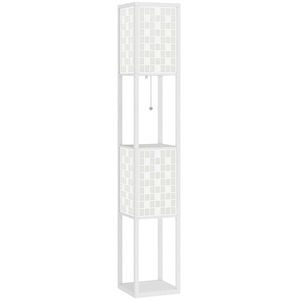 HOMCOM Lampă de podea, model tip plasă, rafturi în 2 niveluri, compatibilă cu diferite becuri, Alb | Aosom Romania imagine