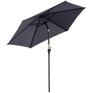 Outsunny Umbrelă de Grădină cu Manivelă, Structură din Aluminiu, Poliester Rezistent la UV, Φ2.6x2.35m, Gri și Negru | Aosom Romania imagine