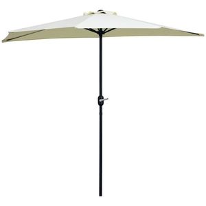 Outsunny Umbrelă Semicirculară de Perete cu Manivelă și 5 Spițe, 2.6x1.35x2.3 m, Bej | Aosom Romania imagine