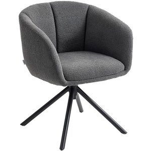 HOMCOM Fotoliu, scaun tapițat cu coajă de șezut confortabilă, rotativ, tapițerie plăcută, până la 120 kg, Gri închis | Aosom Romania imagine