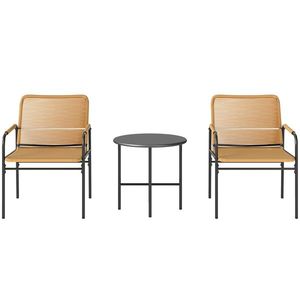 Outsunny Set bistro ratan 3 piese, set de ședere, mobilier de grădină cu 2 fotolii, masă de cafea 54 x 66 x 76 cm Galben | Aosom Romania imagine