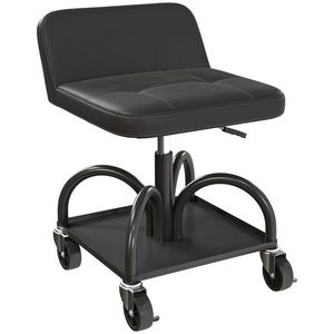 HOMCOM Scaun de atelier cu roți spațiu depozitare, 58, 5 cm înălțime, scaun rulant până la 135 kg Negru | Aosom Romania imagine