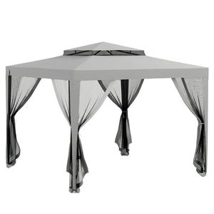 Outsunny Foisor de Gradina cu Plasa de Tantari, Foisor 3x3 m cu Acoperis Dublu si Cadru din Metal, Bej | Aosom Romania imagine