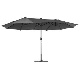 Outsunny Umbrelă de grădină XXL cu picior în cruce, umbrelă de dimensiuni mari 4, 6L x 2, 7l x 2, 4H cm, manivelă de deschidere/închidere, oțel, poliester de înaltă densitate, gri | Aosom Romania imagine