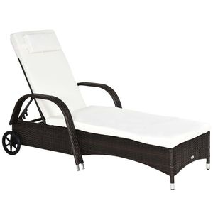 Outsunny Sezlong Relax din Ratan, Design Ergonomic cu Spătar Reglabil, Ideal pentru Grădină, Terasă, Maro | Aosom Romania imagine
