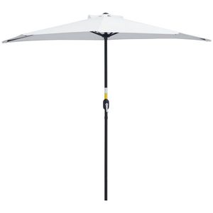 Outsunny Umbrelă Semicirculară de Perete cu Deschidere cu Manivelă și 5 Spițe, 2.6x1.35x2.3 m, Alb | Aosom Romania imagine