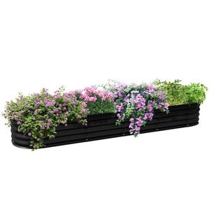Outsunny Grădiniera ridicată pătrată pentru grădină din oțel modular pentru legume, plante, flori, dim. 240 x 62 x 30cm | Aosom Romania imagine
