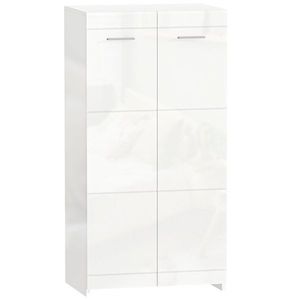 HOMCOM Dulap pentru pantofi cu finisaj lucios, depozitare cu rafturi reglabile pentru hol, intrare, spațiu pentru 10 perechi, Alb | Aosom Romania imagine