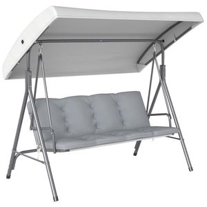 Outsunny Balansoar de Grădină 3 Locuri cu Parasolar Reglabil, Balansoar pentru Exterior cu Perne Căptușite din Poliester și Cadru din Oțel, Capacitate 210 kg, 172x110x156 cm, Gri Deschis | Aosom Romania imagine