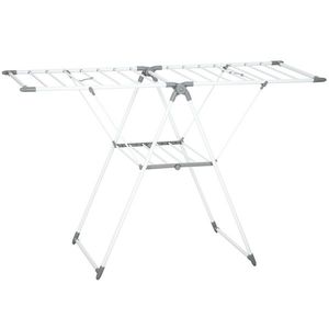HOMCOM Uscător de Rufe cu 2 Niveluri Reglabil pe 4 Înălțimi Diferite, Uscător din Metal și Plastic, 156.5x61.5x97 cm, Alb | Aosom Romania imagine