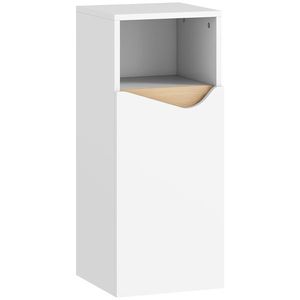 HOMCOM Dulăpior pentru Baie Îngust cu Ușă Amortizată și Raft Deschis, Mobilier Compact cu Rafturi Reglabile, pentru Bucătărie, Sufragerie sau Baie, 30x30x71, 5 cm, Alb și Lemn Natur | Aosom Romania imagine