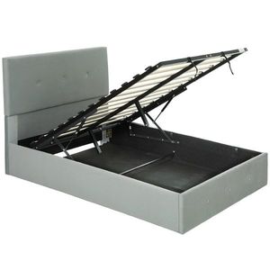 HOMCOM Double Ottoman Bed, Upholstered Storage Bed Frame with Gas Lift, Velvet Fabric Tufted Headboard, Wooden Slat Support, Mattress Not Included, Grey | Aosom Romania imagine