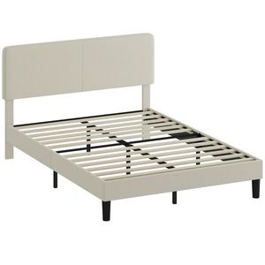 HOMCOM Cadru de Pat Matrimonial 140x200 cm Cap de Pat Reglabil pe Înălțime Îmbrăcat în Catifea, Pat Matrimonial cu Șipci de Lemn, pentru Dormitor, Montaj Ușor, Gri Deschis | Aosom Romania imagine