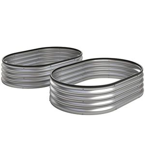 Outsunny Paturi înălțate metalice Set de 2 135 x 90 x 30 cm Paturi ovale cu bandă de cauciuc | Aosom Romania imagine