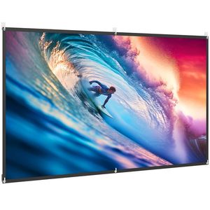 HOMCOM Ecran Proiector 100 Inch 4K/8K HD Format 16: 9, Reglabil Manual, Lavabil, Unghi Vizualizare 160°, pentru Acasă, Cinema, Birou, Alb | Aosom Romania imagine