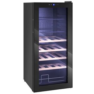 HOMCOM Vitrină Frigorifică pentru Vinuri 20 Sticle 92L, Temperatura Reglabilă 5-18℃, Frigider Vinuri Silențios cu Sticlă Anti-UV, Rafturi, Compresor, Display Touch și LED, Clasa G | Aosom Romania imagine
