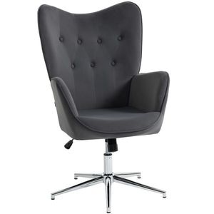 HOMCOM Fotoliu Rotativ din Catifea, Fotoliu Tapițat cu Cotiere, Funcție de Balansare și Înălțime Reglabilă, pentru Living, Gri Închis | Aosom Romania imagine