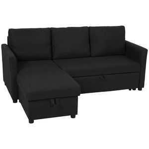 HOMCOM Canapea Extensibilă cu 3 Locuri și Șezlong Convertibil, Canapea de Colț Pliabilă cu Compartiment de Depozitare și 3 Perne Detașabile, Material Textil cu Efect de In, Living, 192x148x86cm, Gri Închis | Aosom Romania imagine