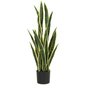 Outsunny Sansevieria Artificială în Ghiveci, Plantă Falsă pentru Interior și Exterior cu 21 de Frunze Modelabile, Ø20x90 cm | Aosom Romania imagine