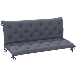 Outsunny Pernă de Grădină în Stil Modern Capitonat pentru Locuri de Ședere în Exterior cu 6 Curele, Pernă din Bumbac și Poliester, pentru Canapele și Balansoare, 150x98x8 cm, Gri Închis | Aosom Romania imagine