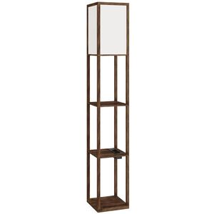 Lampă de Podea HOMCOM LED cu Rafturi, Lampă Modernă cu Comutator cu Pedală și Porturi USB, Temperatură Reglabilă a Luminii pentru Living, Dormitor, Maro | Aosom Romania imagine