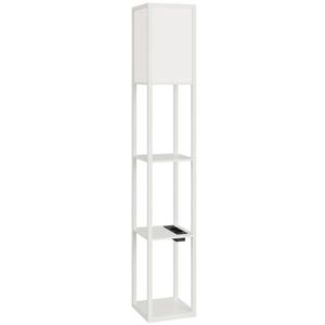 HOMCOM Lampă de Podea LED cu Rafturi, Lampă Modernă cu Comutator cu Pedală și Porturi USB, Temperatură de Culoare Reglabilă pentru Living și Dormitor, Alb | Aosom Romania imagine