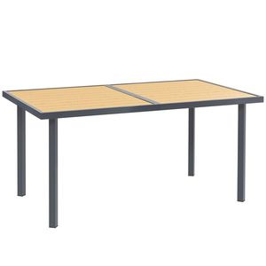 Outsunny Masă de luat masa pentru grădină pentru 6 persoane, masă de grădină cu blat din oțel cu aspect de lemn, 150 x 90 x 72 cm, lemn natural | Aosom Romania imagine