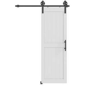 HOMCOM Ușă glisantă în stil rustic din lemn și oțel, Alb și Negru | Aosom Romania imagine