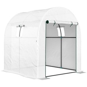 Outsunny Seră Tip Tunel Walk-in cu Acoperire PE Rezistentă la UV, Uși și Ferestre cu Plasă, 1, 8 x 1, 8 x 2 m, Verde | Aosom Romania imagine