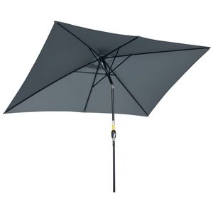 Outsunny Umbrelă de Grădină Înclinabilă cu Manivelă și 6 Spiţe, 2x3 m, Gri Închis | Aosom Romania imagine