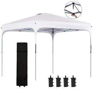 Outsunny Tonelă de grădină 2, 5 x 2, 5 m barnum pliabil Pop-up înălțime reglabilă pe 4 nivele material Oxford anti UV50+ cadru din oțel sac de transport inclus alb | Aosom Romania imagine