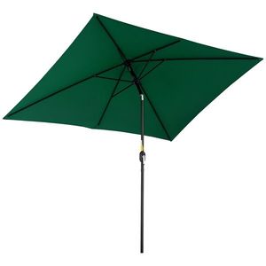 Outsunny Umbrelă de Grădină Înclinabilă cu Manivelă și 6 Spiţe, 2x3 m, Verde | Aosom Romania imagine