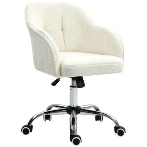 HOMCOM Scaun de birou, fauteuil de birou ergonomic, înălțime reglabilă, șezut și spătar umplute, crem | Aosom Romania imagine