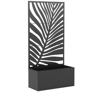 Outsunny Jardinieră cu spalier, ladă de flori, cu paravan, pentru plante cățărătoare, metal, 90 x 40 x 180 cm, negru | Aosom Romania imagine