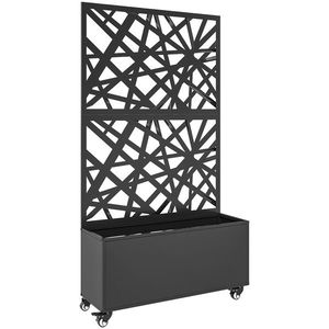 Outsunny Jardinieră pentru Grădină cu Roți și Grilaj, Jardinieră pentru Exterior cu Găuri de Drenaj din Metal, pentru Flori și Legume, pentru Grădină și Balcon, 90x30x160 cm, Negru | Aosom Romania imagine