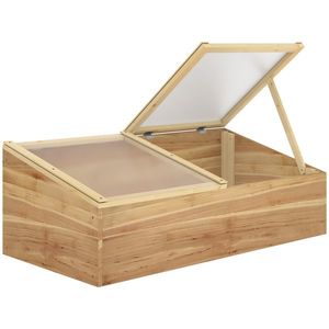 Outsunny Mini seră de grădină Seră pentru răsaduri dim. 100L x 50l x 36H cm Acoperiş 2 pante rabatabile independent Panouri din policarbonat Lemn de brad pre-uleiat | Aosom Romania imagine