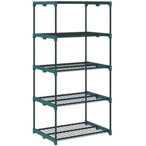 Outsunny Suport pentru Plante Vertical cu 5 Niveluri din Oțel și Plastic, Suport Ghivece pentru Interior și Exterior Grădină Balcon, 67x49x138 cm, Verde Închis | Aosom Romania imagine
