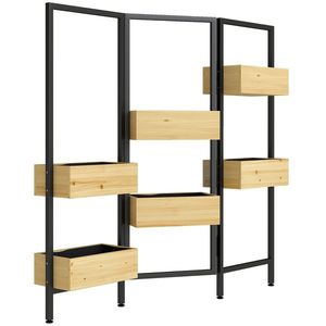 Outsunny Ghiveci cu paravan, pat înălțat cu spalier pliabil, 6 ghivece cu orificii de scurgere, oțel | Aosom Romania imagine