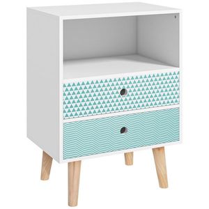 HOMCOM Comodă din lemn cu 2 sertare noptieră cu poliță deschisă pentru dormitor living 45x30x65 cm Alb | Aosom Romania imagine