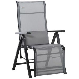 Outsunny Sezlong de Gradina Pliabil si Rabatabil pe 9 Niveluri cu Perna Lombara, Gri | Aosom Ro imagine