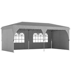 Outsunny Foișor 3x6 m Pliabil Tip Pop-Up cu Înălțime Reglabilă, Pereți Laterali, Benzi Reflectorizante, Saci de Nisip, Geantă de Transport, UV50+, pentru Camping, Petreceri, Gri Deschis | Aosom Romania imagine