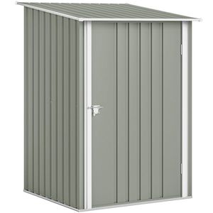 Outsunny Căsuță de Grădină 0.92m² din Oțel Galvanizat, Depozit pentru Unelte cu Ușă Batantă și Sistem de Blocare, Acoperiș Înclinat, 100x104x160 cm, Gri Deschis | Aosom Romania imagine