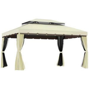 Outsunny Foișor de Grădină cu Plasă de Țânțari și Perdele, 390x290x270 cm, Crem | Aosom Romania imagine