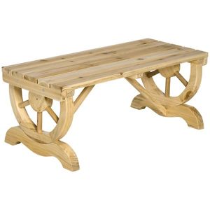 Outsunny Bancă de Grădină cu 2 Locuri, Design cu Roți, Bancă de Exterior din Lemn de Brad, pentru Terasă, Patio și Curte, 98x50x39, 5 cm, Aspect Lemn Natural | Aosom Romania imagine