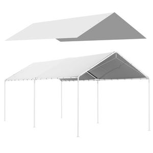 Outsunny Acoperiș pentru Carport 10 x 20 ft, Prelată de Schimb Rezistentă la UV cu Corzi Elastice, Albă | Aosom Romania imagine