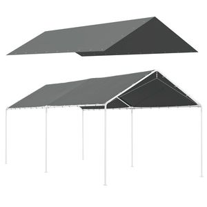 Outsunny Acoperiș Carport 10 x 20 ft, Husă de Schimb Rezistentă la UV cu Corzi Elastice, Gri Închis | Aosom Romania imagine