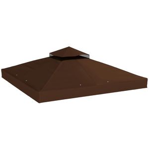Outsunny Acoperiș de Schimb pentru Foișor 3x3 m cu 2 Niveluri pentru Grădină, Copertină Rezistentă la Apă din Țesătură Oxford 370g/㎡ Anti-UV 30+ cu Orificii de Drenaj, Cafeniu | Aosom Romania imagine