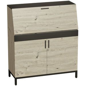 HOMCOM Birou-secretar industrial cu rafturi și cadru metalic 100 cm lemn natural și negru | Aosom Romania imagine